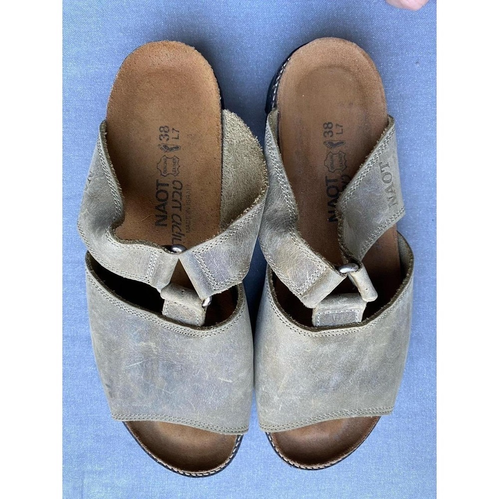 Naot Sandals 38 L7 Women Leather Israel Shoes Chunky Sole s4